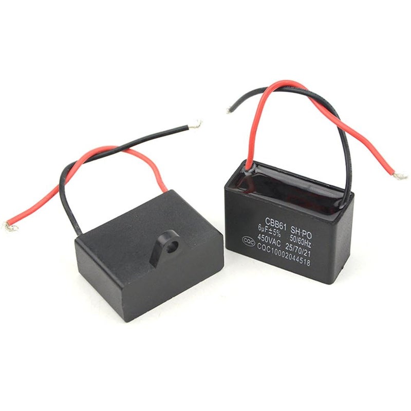 WMYCONGCONG 5 PCS CBB61 Ceiling Fan Capacitor Replacement 2 Wire Metalized Polypropylene Film Capacitors for Wall Fan Motor Run Capacitor 6 uF 450V 50/60 Hz - Image 3